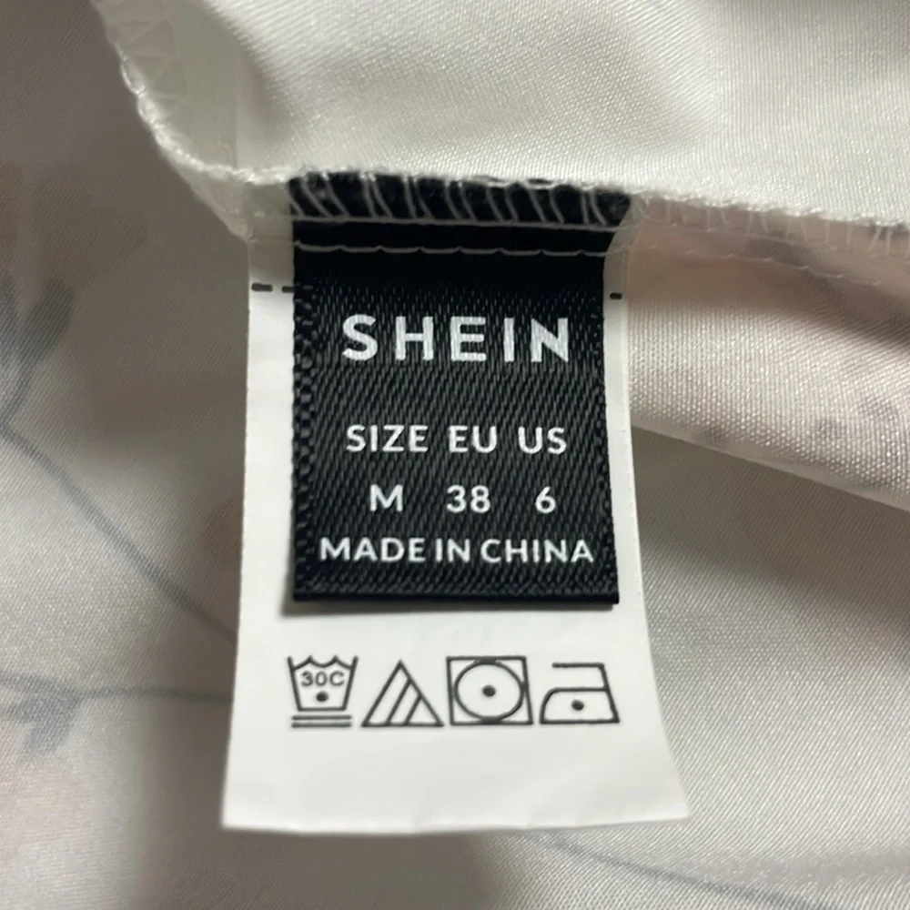 Floral Print Women's Top - White and Blue - Picture 8 of 8